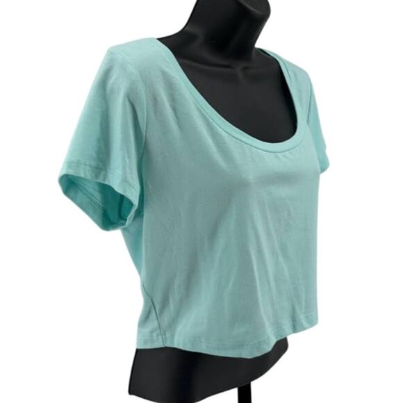 Wild Fable Cropped T-Shirt WMNS XL Pullover Mint Green Short Sleeve Scoop Neck - Picture 2 of 6